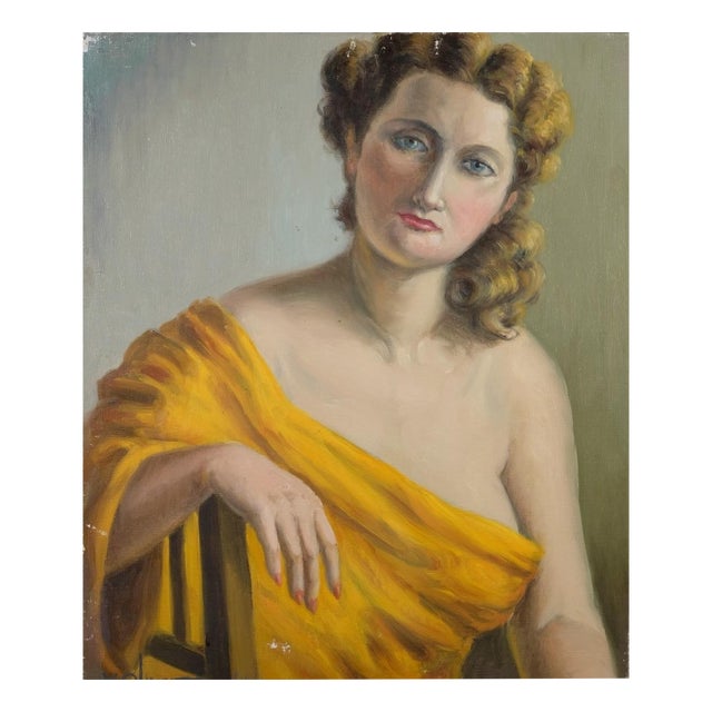 Woman in Yellow Drapery, 1960s, Oil on Canvas For Sale