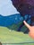 Sky Blue Vintage Large Art Nouveau Landscape Paintings Mounted in a Room Divider For Sale - Image 8 of 10