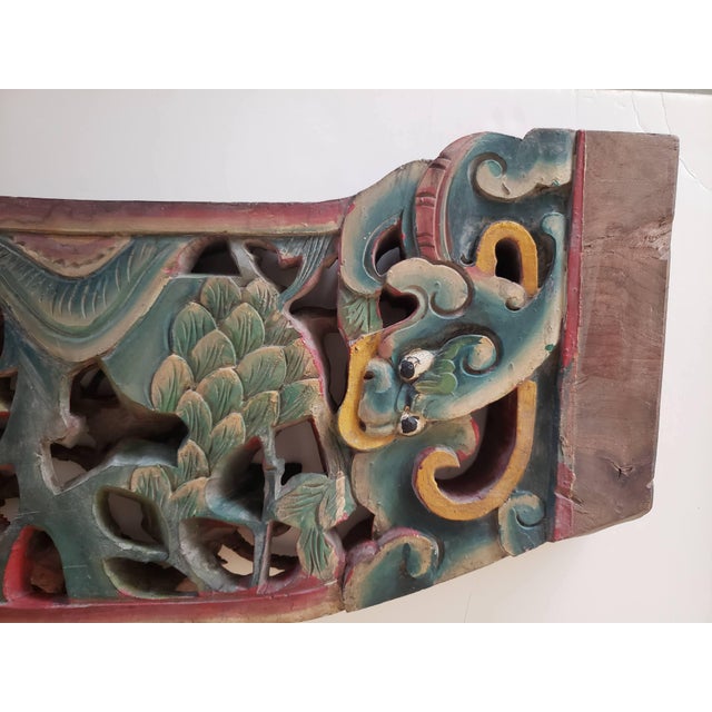 Late Qing Double-Sided Chinese Carved Architectural Beam - Solid Cypress (31"x12") For Sale In San Diego - Image 6 of 18