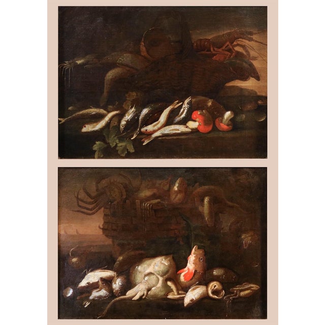 Elena Recco, Still Lifes with Fish and Shellfish, 1690, Oil on Canvas, Set of 2 For Sale - Image 16 of 16