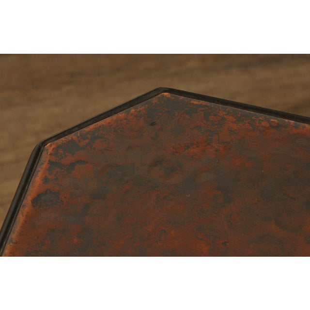 Late 20th Century Quality Forged Iron and Hammered Copper Top Console Table For Sale - Image 5 of 12