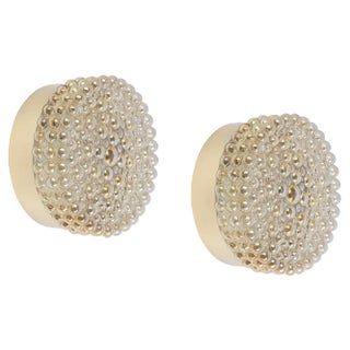 Large Amber Bubble Glass Wall Lights from Glashütte Limburg, Germany, 1970s For Sale