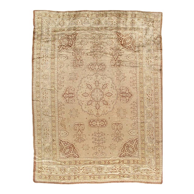 Antique Angora Oushak, Handmade Turkish Oriental Rug, circa 1890s, Soft For Sale