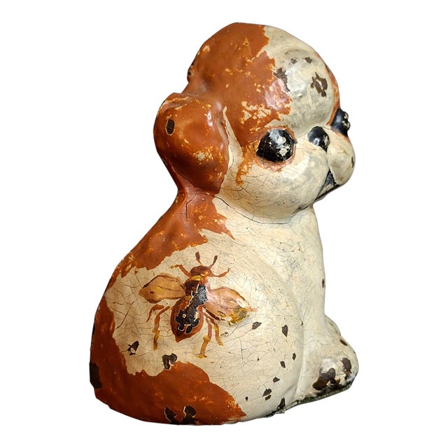 Scarce Antique Hubley Cast Iron Puppo Doorstop Brown Color Variant Grace Drayton 1920s #75 For Sale