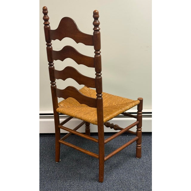 Traditional Late 20th Century Ladderback Rush Seat Dining Chairs - Set of 6 For Sale - Image 3 of 12