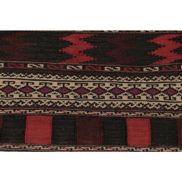 Textile Vintage Persian Kilim, Tribal Runner Rug With Geometric Borders - Rug & Kilim For Sale - Image 7 of 8