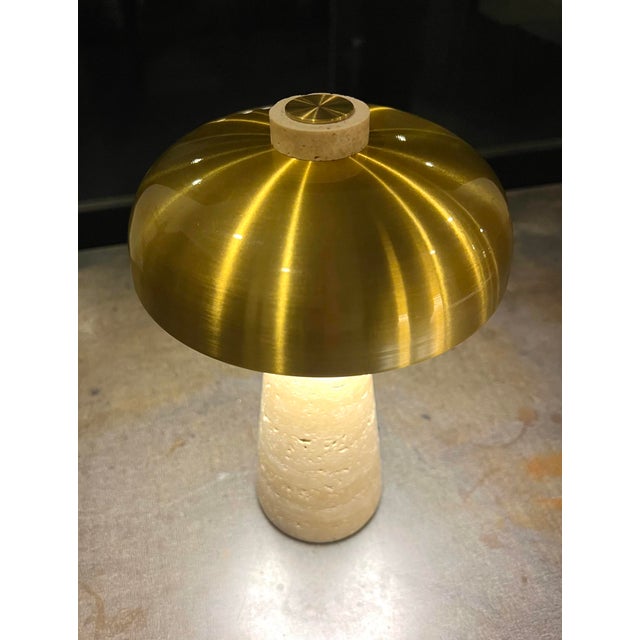 Porcini Travertine Brass Table Lamp For Sale - Image 10 of 10