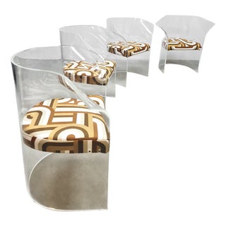 Vintage Acrylic Glass Dining Armchairs in the style of Vladimir Kagan, 1970s, Set of 5 For Sale