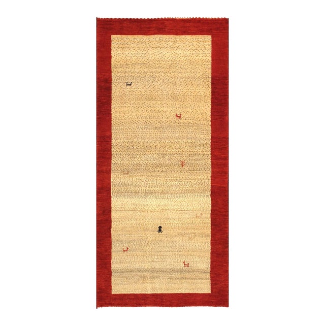 Pasargad Home Gabbeh Lamb's Wool Ivory Area Rug- 2' 8'' X 5'10'' For Sale