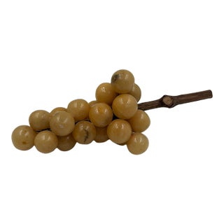 Vintage Italian Alabaster Grapes With Natural Wood Stem, 12" For Sale