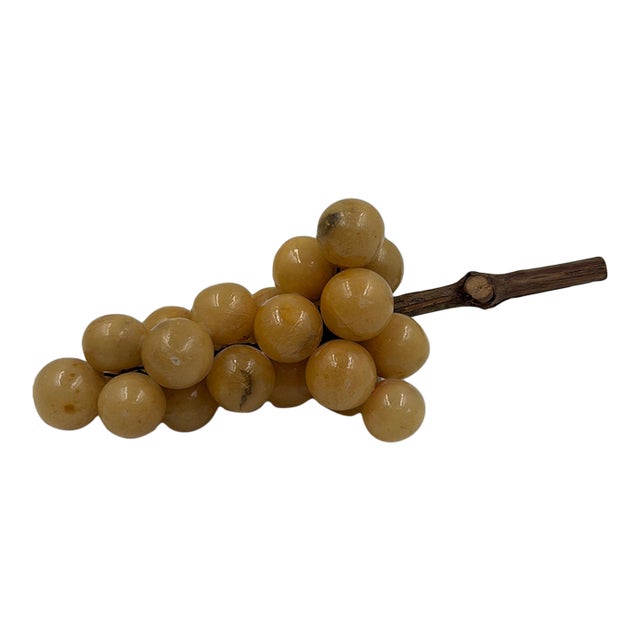 Vintage Italian Alabaster Grapes With Natural Wood Stem, 12" For Sale