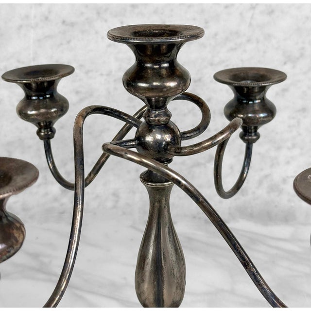 1910s Antique Victorian Silver Plate Rotating Candelabra Candlestick Holder For Sale - Image 5 of 8