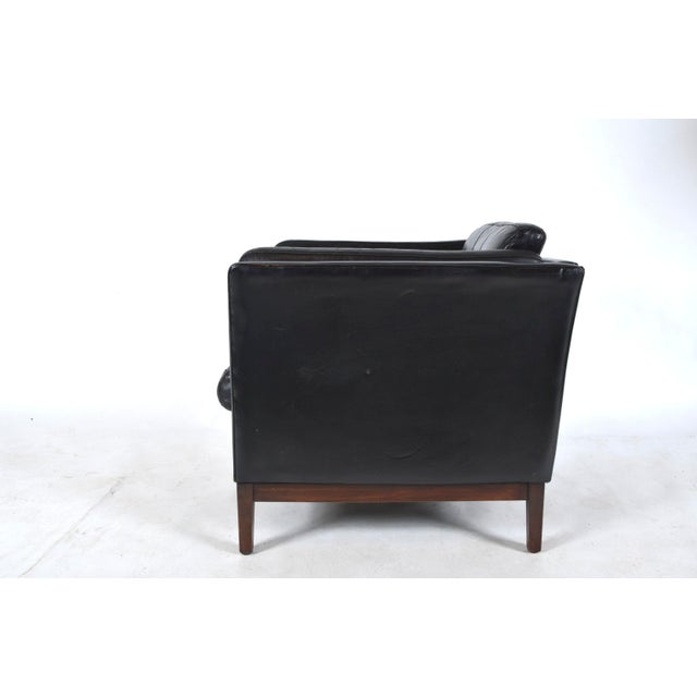 Animal Skin Danish Black Leather Lounge Armchair from Mogens Hansen, Denmark, 1960s For Sale - Image 7 of 18