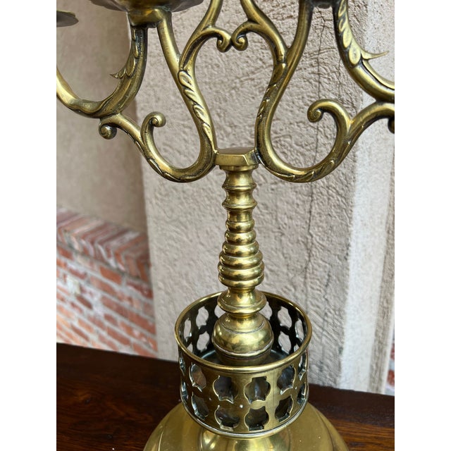 Antique French Brass Candelabra Baroque Revival Lion Sculptural Large C1890 For Sale - Image 17 of 18