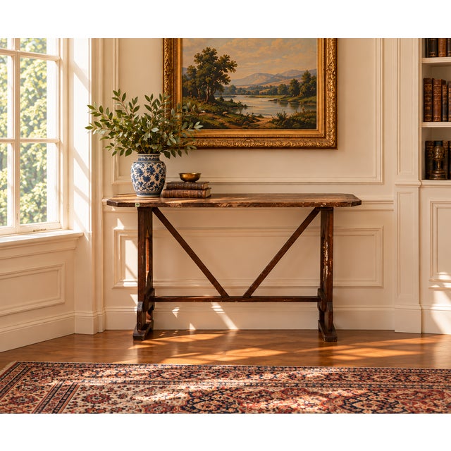 This wonderfully simple and authentic late 19th century Italian fratino table captures the rustic charm and honest...