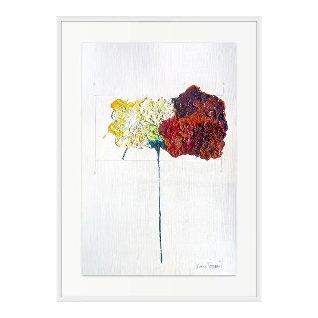 Framed Organic Modern Original Flower Painting by Diane Grant / Neutral Palette Tones For Sale
