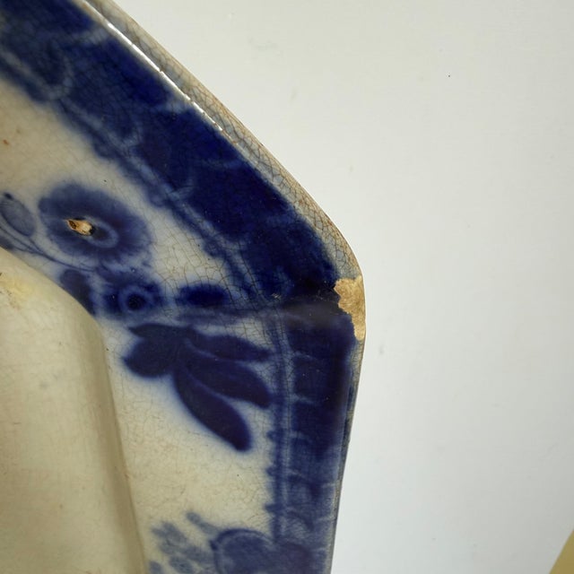 Victorian Mid 19th Century Flow Blue Ironstone Large Platter For Sale - Image 3 of 8