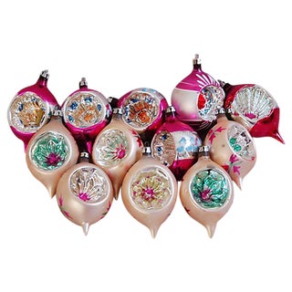 1950s Fancy Christmas Indent Ornaments - Set of 12 For Sale