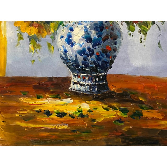 Experience the vivid beauty of our Impasto Oil Paint Canvas Art featuring a breathtaking depiction of delicate Sunflower...