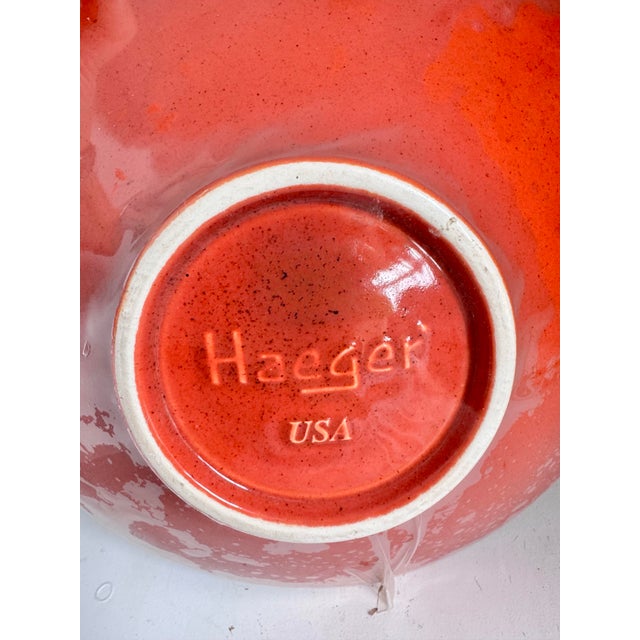 1940s Mid-Century Modern Orange Haeger Footed Display Decor Bowl For Sale - Image 9 of 11
