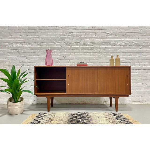 Arne Vodder 1960s Mid Century Modern Styled Teak Credenza | Scandinavian Media Console | Handmade Reclaimed Sideboard For Sale - Image 4 of 15
