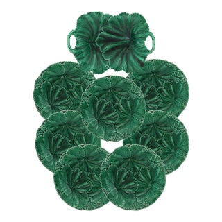 Antique Copeland Acanthus Majolica Set, 8 Pieces For Sale