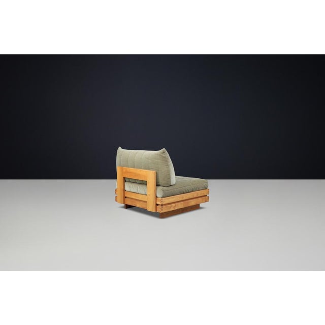 Gold Vintage Lounge Chair and Two-Seater Sofas in Elm and Olive Green Upholstery from Maison Regain, 1970s, Set of 3 For Sale - Image 8 of 18