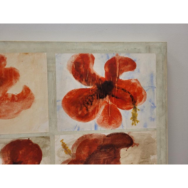 Lis Petersen, Poppies, Collage & Watercolor on Canvas, 2008 For Sale - Image 6 of 18