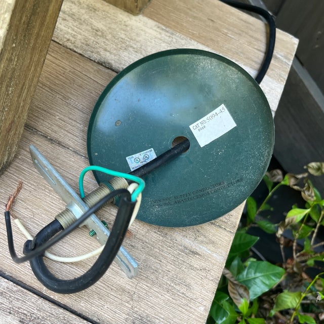 Industrial-Style Enamel Barn Pendant Lights – Green & White-Set of 11 For Sale - Image 4 of 11