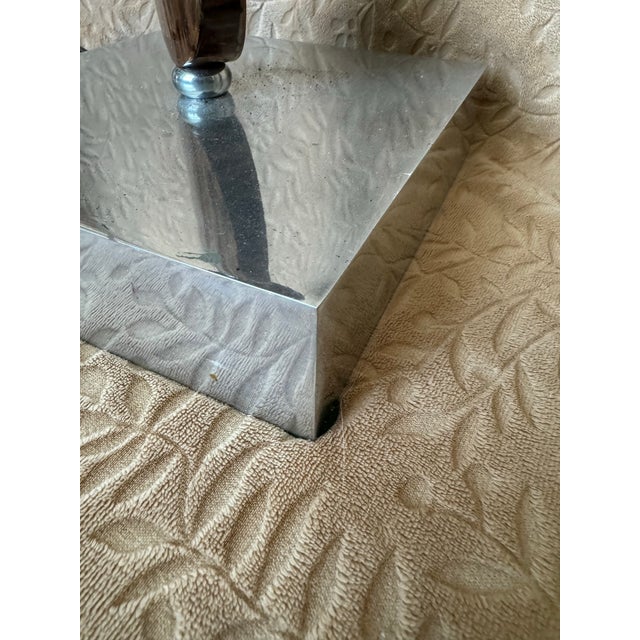 Late 20th Century Wood and Polished Aluminum Palecek Super Tall Modern Lamp For Sale - Image 9 of 10