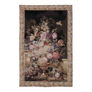 Autumn Floral Black Needlepoint Tapestry - 200 X 130 Cm (6'6" X 4'3") - Requires Rod Size 4 For Sale