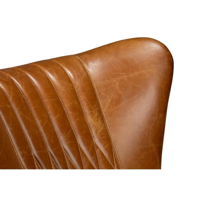 Classic Brown Leather Chair For Sale In Raleigh - Image 6 of 12
