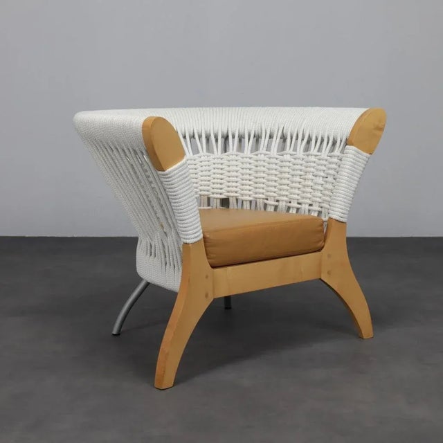 Postmodern Italian Lounge Chair in Rope and Leather by Driade, 1996 For Sale - Image 3 of 12
