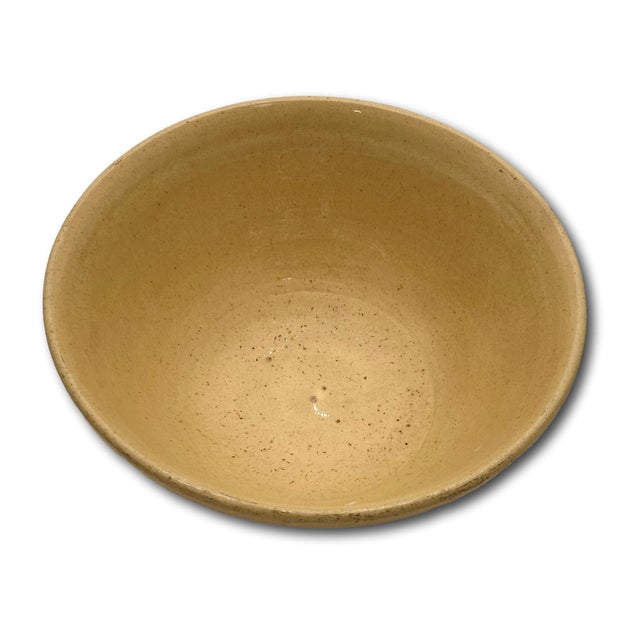 Nice Antique 10 Inch Cream & Brown Color Banded Yellow Ware Kitchen Batter Mixing Bowl Circa Late 1800s For Sale - Image 13 of 15