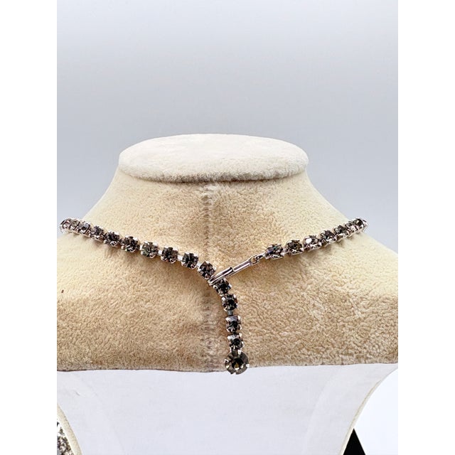 Juliana Vintage Juliana D&e Clear & Smoky Topaz Rhinestone Necklace and Bracelet Set, Attributed For Sale - Image 4 of 16
