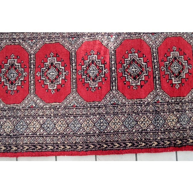 Textile 1950s, Mid-Century Vintage Uzbek Bukhara Style Wool Runner 2.8' X 7.9' For Sale - Image 7 of 12