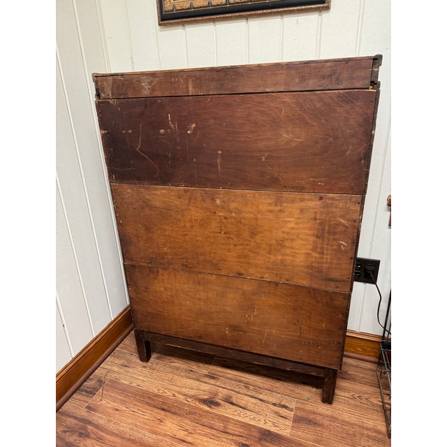 Brown Antique Arts & Crafts Style 3 Stack Oak Barristers Book Case For Sale - Image 8 of 11