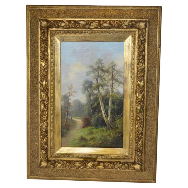 Signed Ada Stone (1879-1904) Diptych Oil on Canvas. Known for Landscape and Equestrian Screen Painting. Measurements with...