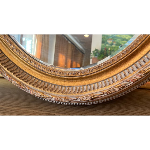 French Louis XVI Style Gold Oval Wall Mirror For Sale - Image 11 of 18