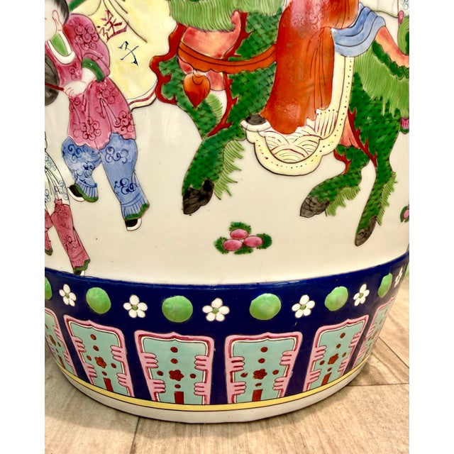 Mid-20th C. Chinese Hand-Painted Porcelain Garden Stool With Figural Scenes For Sale - Image 9 of 12