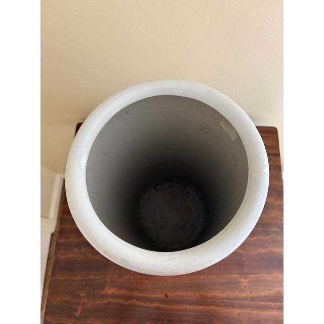 Ceramic 1980s Blue and White Chinoiserie Porcelain Umbrella Stand With Bird Motif For Sale - Image 7 of 7