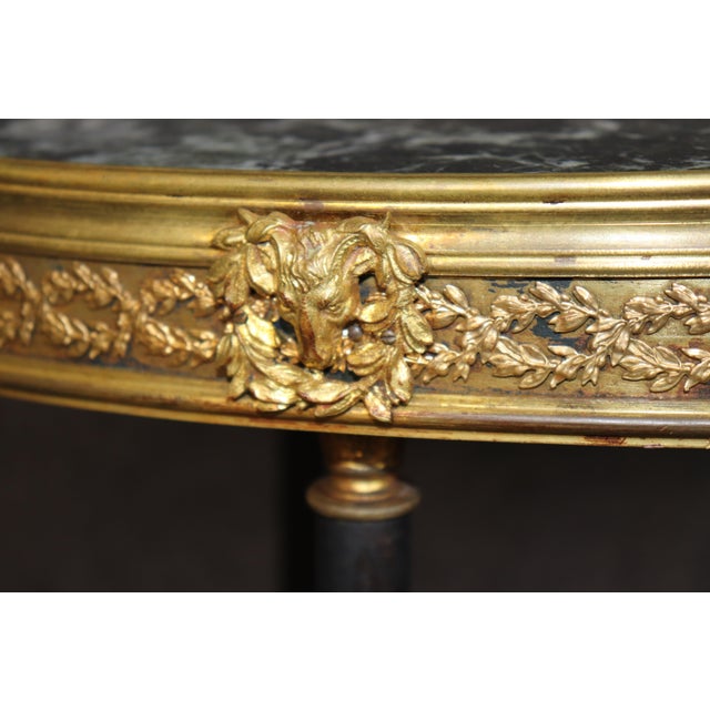1940s 1940's French Marble Top Bronze Ormolu Mounted End Table Manner of Weisweiller For Sale - Image 5 of 10