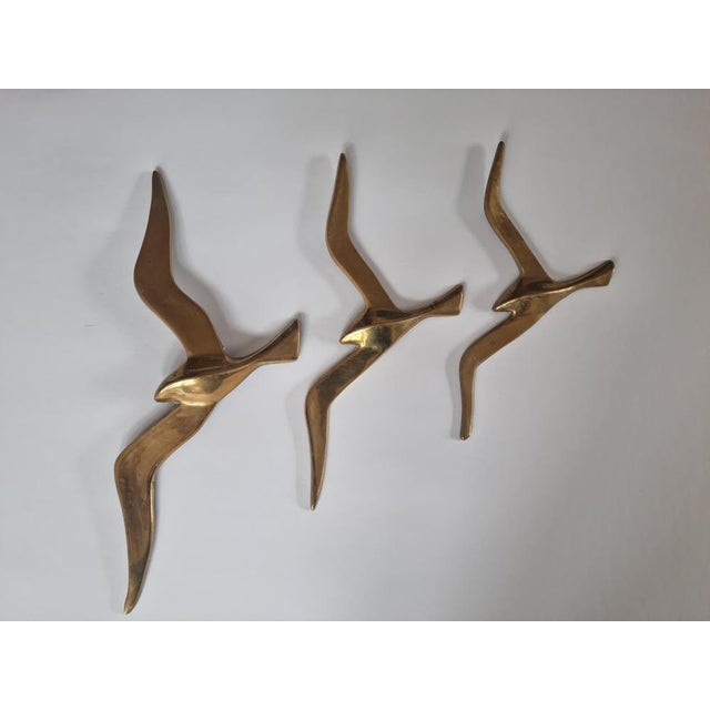 Brass Wall Decor Sculptures of Seagulls, Austria, 1963, Set of 3 For Sale - Image 4 of 14
