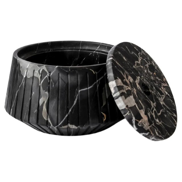 Stone Striped Object Holder in Portoro Marble For Sale - Image 7 of 7