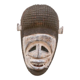 Carved & Painted Black & White Mask For Sale