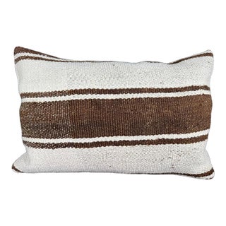 Turkish Hemp Pillow Cushion Natural Beige Brown Pillow Cushion Cover 16" x 24" For Sale