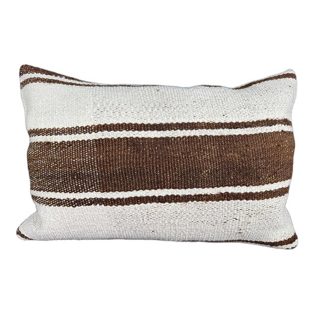 Turkish Hemp Pillow Cushion Natural Beige Brown Pillow Cushion Cover 16" x 24" For Sale