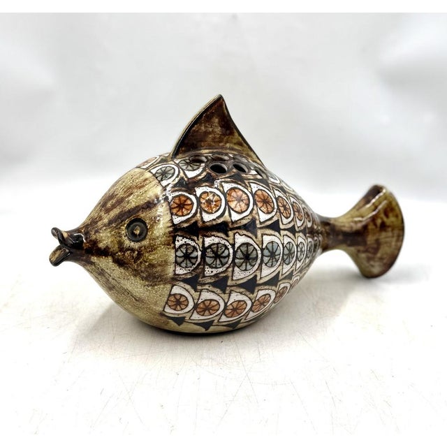 Sunfish Shaped Flower Vase by Jean Claude Malarmey for Vallauris 1970s For Sale - Image 10 of 10