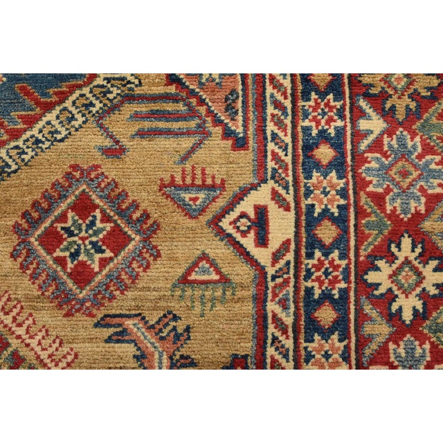 Gold Kazak Rug 4’3” X 6’1” Gold Wool Hand-Knotted Oriental Carpet For Sale - Image 8 of 13