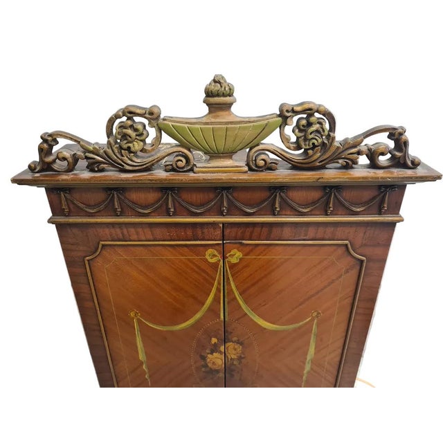 Wood Antique Rosewood Marquetry Mirrored Wall Cabinet For Sale - Image 7 of 9